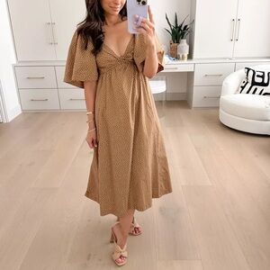 Abercrombie & Fitch Petite Angel Sleeve Twist-Front Midi Dress